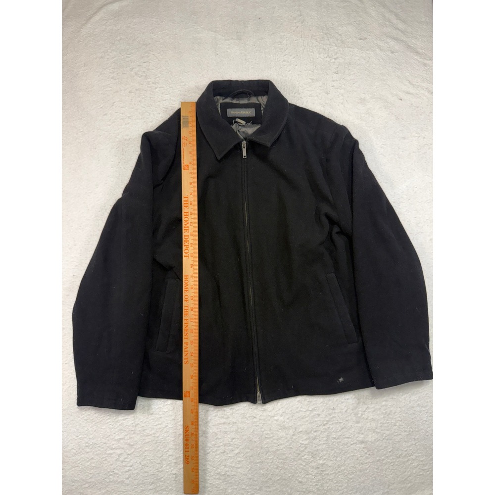 Banana Republic Mens XL Black Wool Cashmere Full Zip Jacket Padded Lined Coat